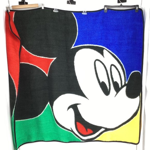 Vintage Disney Mickey Mouse Biederlack Blanket Throw Reversible